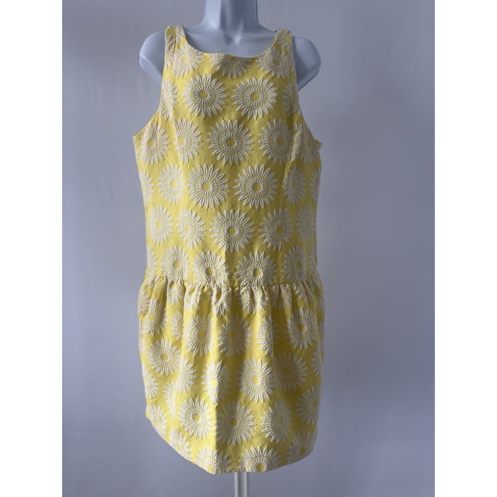 Women's Sz: 12 Tori Richard Yellow White Drop Waist Tropical Vacay Dress (b16)